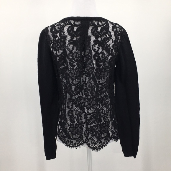 Cabi Black Knit Lacey Back Sweater Womens Small‎ Crew Neck Pullover - Picture 3 of 9